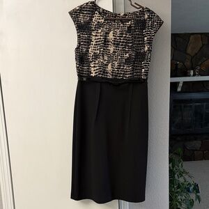 Elegant Black and Patterned Dress
